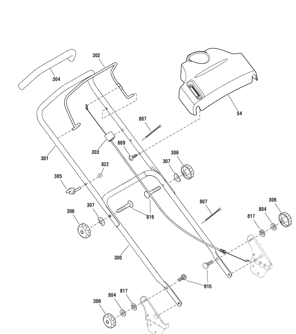 Handle Assembly Diagram and Parts List for 881403-BT19550FC 2011 Briggs and Stratton Lawn Mower